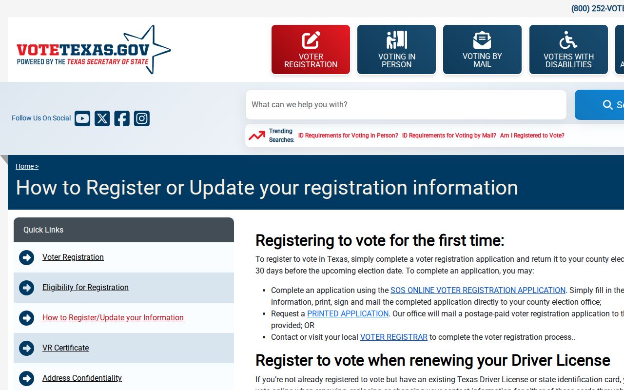 Dickinson ZIP research using Texas My Voter Portal fields