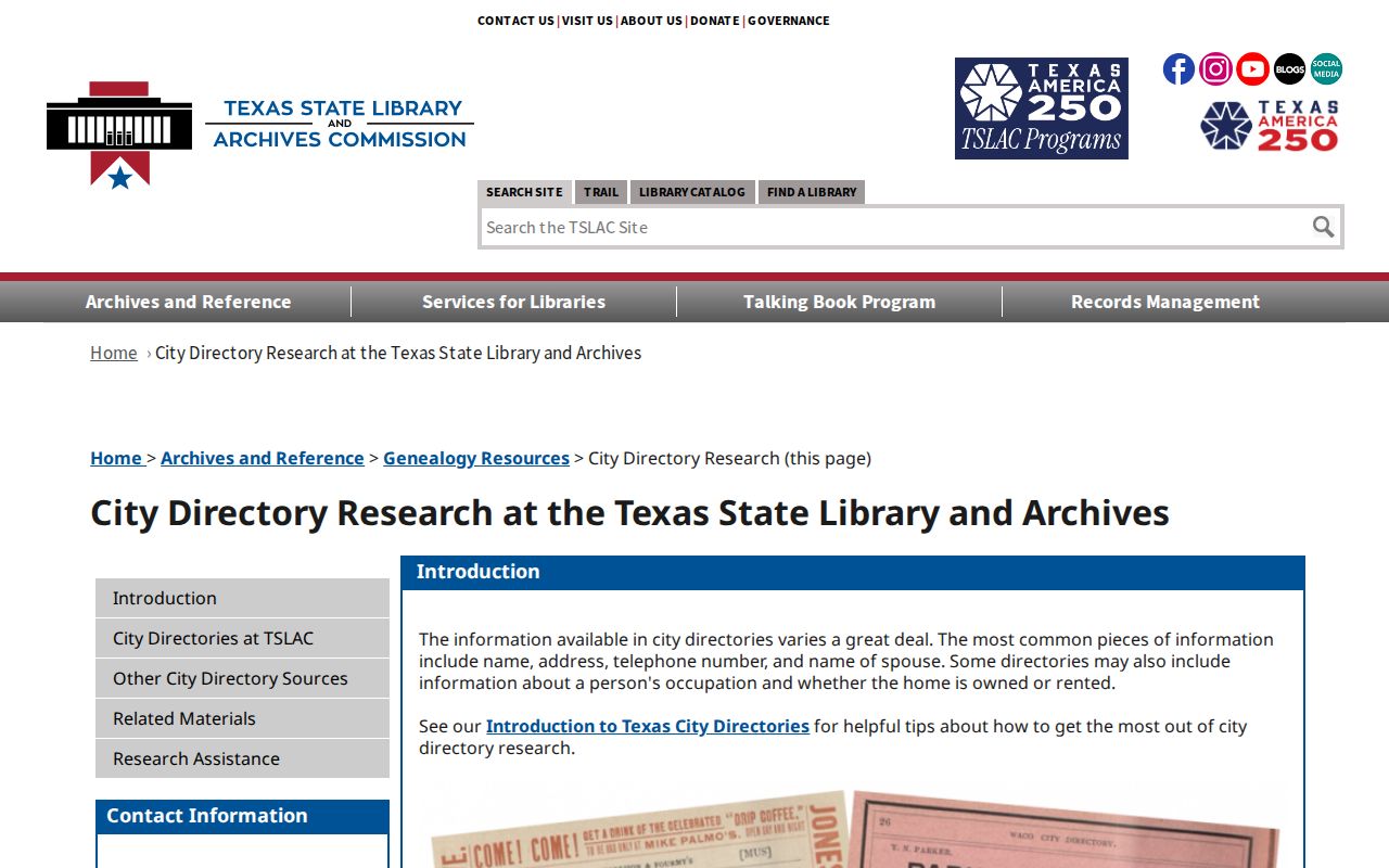 Dickinson previous residents research using the Texas State Library city directory guide